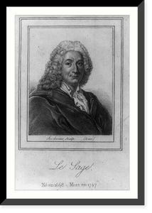 Alain Rene LeSage, 1668-1747, head-and-shoulders portrait, Vintage Print