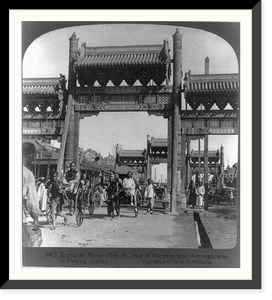 Scene on Ha-ta-Men St., one of the principal thoroughfares of Peking, China, Antique Print