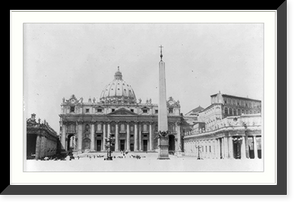 St. Peter's basilica, looking across square, Rome, Vintage Wall Art