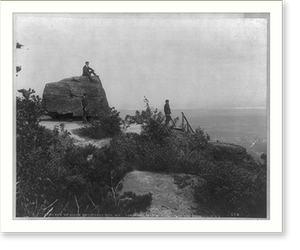 Black & White Photo - Catskills - Men seated on rocks overlooking