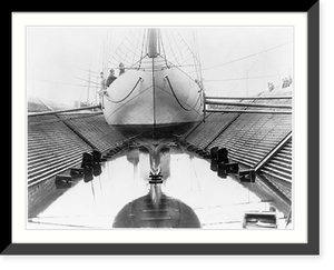 Historic Framed Print, [VIGILANT, in drydock, bow view],  17-7/8" x 21-7/8"