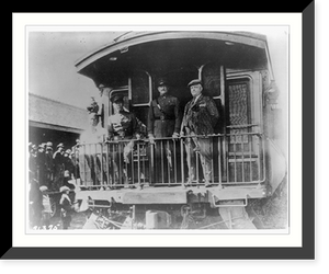 George C. Marshall, John J. Pershing, and 2 others standing on platform of train. n.d, Vintage Print
