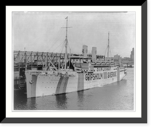 Exchange liner GRIPSHOLM loading at New York harbor prior to sailing with interned Japanese civilians for exchange. Sept. 1, 1943, Vintage Print