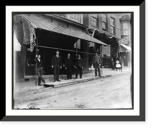 Historic Framed Print, [Nelson St. - men standing in front of stores, Lexington, Va.],  17-7/8" x 21-7/8"
