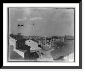 Historic Framed Print, [Distant view of V.M.I. from across rooftops, Lexington, Va.],  17-7/8" x 21-7/8"