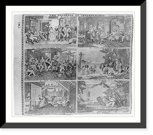 The progress of intemperance: 1. The invitation to drink. 2. Sick and repentant. 3. The Relapse. 4. The ruined family. 5. The expectant wife. 6. The robber, Antique Poster