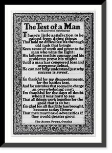 Black & White Photo - The Test of a Man, by O. Lawrence Hawthorne