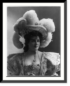 Historic Framed Print, [Lillian Russell, 1861-1922, bust portrait, facing right, wearing plumed hat],  17-7/8" x 21-7/8"