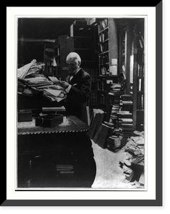 Ainsworth Rand Spofford, 1825-1908, half-length portrait, standing, amid stacks of books and library shelves, facing left, Vintage Wall Art