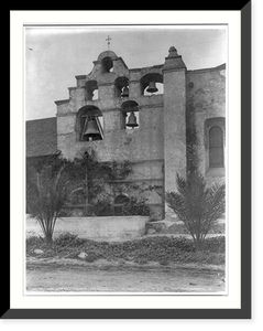 San Gabriel Mission. The bells, Historic Print