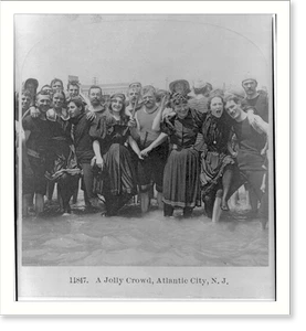 Antique Photo Print - Atlantic City - N.J. bathers wading: a jolly crowd