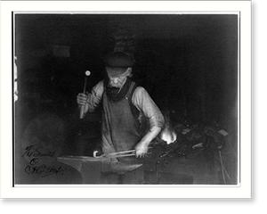 Black & White Photo - Blacksmith at work - Framed Wall Art Gift Idea