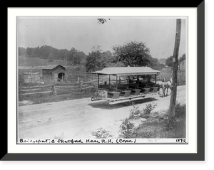 Historic Framed Print, [Conn. - Bridgeport - Bridgeport & Stratford Horse Railroad car no. 8 on dirt country road (Stratford Ave.?)],  17-7/8" x 21-7/8"