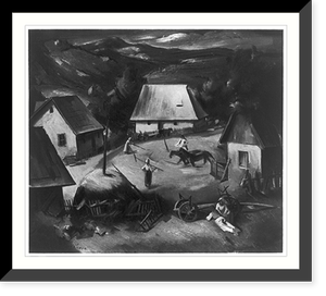 Yugoslavia - Croatian art: Threshing in a Bosnian village by V. Becic, Historic Print