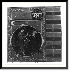 A king on his knees before figure with halo; enclosed in circle held in mouth of serpent, Antique Poster