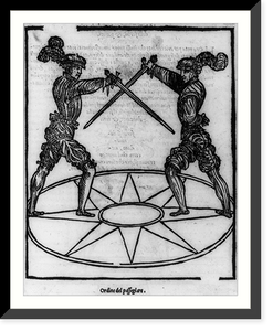 Historic Framed Print, [2 men dueling with swords within circle],  17-7/8" x 21-7/8"