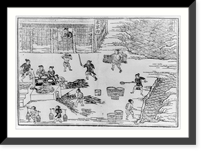 Ancient Chinese art of the Sung dynasty, used as illustrations for LCQJ July 1971: stages of salt manufacture, Vintage Wall Art