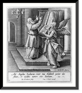 Angel announcing to Zachariah that his wife Elisabeth will bear a son, John, who will be beheaded at the whim of Salome, Historic Reproduction