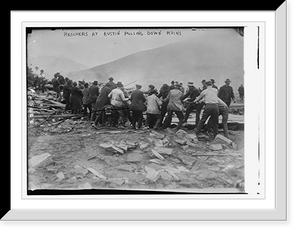 Historic Framed Print, Rescuers at Austin pullin down ruins,  17-7/8" x 21-7/8"