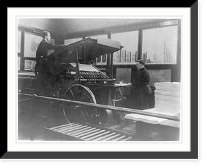 2 men operating map printing press at U.S. Geol. Survey, Antique Wall Art