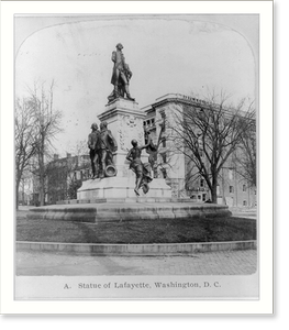Vintage Americana Print - Washington, DC - Statue of Lafayette