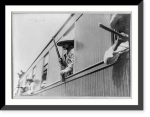 Close-up of insurrectors with rifles leaning out of railroad train windows, Antique Wall Art