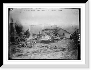Historic Framed Print, Austin/Dam Flood, wreck of School House,  17-7/8" x 21-7/8"