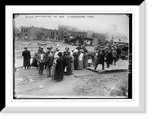 Historic Framed Print, Austin Dam Disaster, on bank of Sinnemahoning creek,  17-7/8" x 21-7/8"