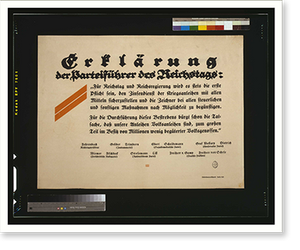 Erklaumlrung der Parteifuumlhrer des Reichstags. Bernhard, Vintage Poster