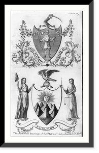 The armorial bearings of the states of Massachusetts & N. York, Antique Poster