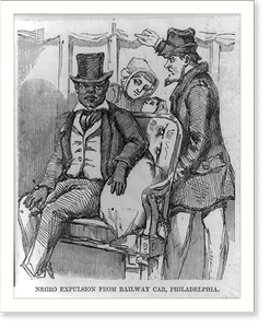 Antique Railway Print - Philadelphia - Negro expulsion from railway car