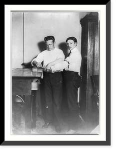 N.Y.C. Police HQ - taking Bertillion measurements for identifying prisoners (fingerprints), Vintage Poster