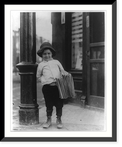 Newsboy. Little Fattie. Less than 40 inches high, 6 years old. Been at it one year. May 9th, 1910. Location: St. Louis, Missouri. - 2, Vintage Poster
