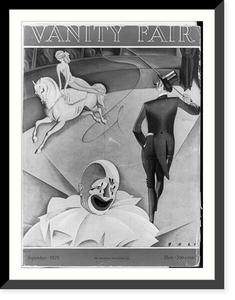 Cover of Vanity Fair, Sep. 1925: Circus scene - clown & bareback rider, Antique Poster