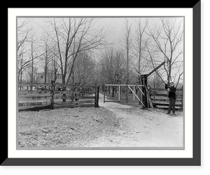 W. Va. - Charleston vicinity - views of Harewood, the estate of Samuel Washington: Gate of Harewood" Man operating rope pulley", Antique Print