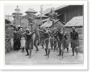 Vintage Military Print - War dance - African village