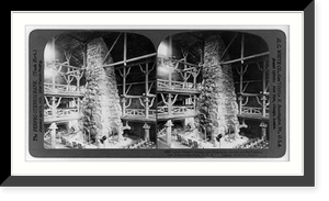 Great stone chimney and fireplaces, interior of Old Faithful Inn, Yellowstone National Park, Historic Print