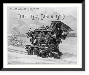 Examples of Albertype reproductions, ca. 1885: insure against accidents in the Fidelity & Casualty Co." 2 wrecked locomotives in snow" Classic, Historic Print