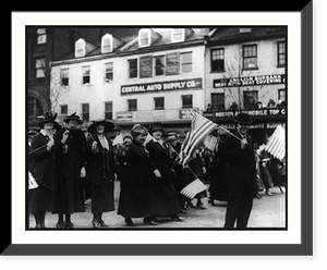 Liberty Bond drive, 1918 - man and women with U.S. flags marching in parade, 1000 block of Pennsyvania Ave, Washington, D.C, Vintage Wall Art