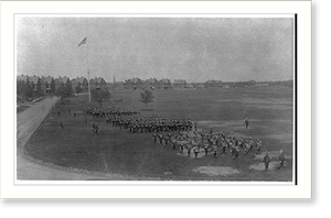 Vintage Panoramic - U.S. Army units in full dress on parade grounds