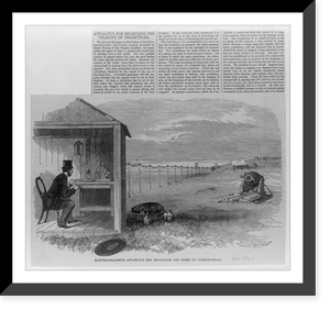 Historic Framed Print, Electro-ballistic apparatus for measuring the speed of cannon-balls,  17-7/8" x 21-7/8"