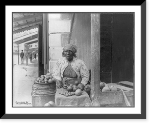 Old African American woman sitting on a street corner selling fruit and vegetables, Antique Wall Art
