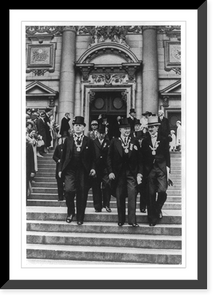 Historic Framed Print, [Olympic games, Berlin, International Olympic Committee descending stone steps, August 1, 1936],  17-7/8" x 21-7/8"