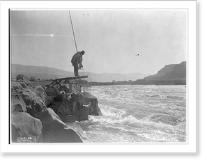 Black & White Photo - Wishham (, Wishram) fishing platform