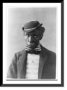 Historic Framed Print, Man in blackface as minstrel,  17-7/8" x 21-7/8"