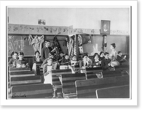 Vintage Building Photo - Male and female students reading in class