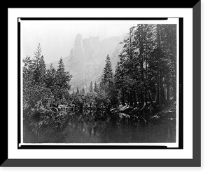 Historic Framed Print, [The Sentinel with lake and trees in foreground, Yosemite National Park, Calif.],  17-7/8" x 21-7/8"