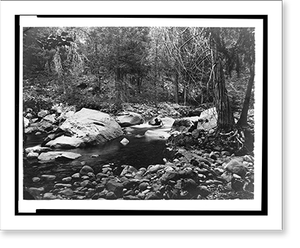 Antique Scenic Print - California - A rocky stream at Yosemite National