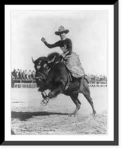 Black & White Photo - Buffalo - Vern Elliott on bucking at Cheyenne