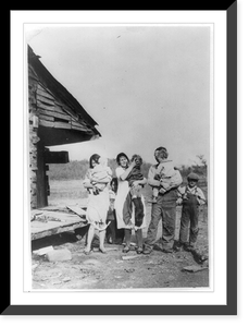 Typical farm family aided by Amer. Red Cross during Drought of 1930-31; man, 2 women and 5 children, Antique Wall Art